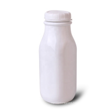 Custom Logo 400ml square matte white milk juice glass bottle with lid